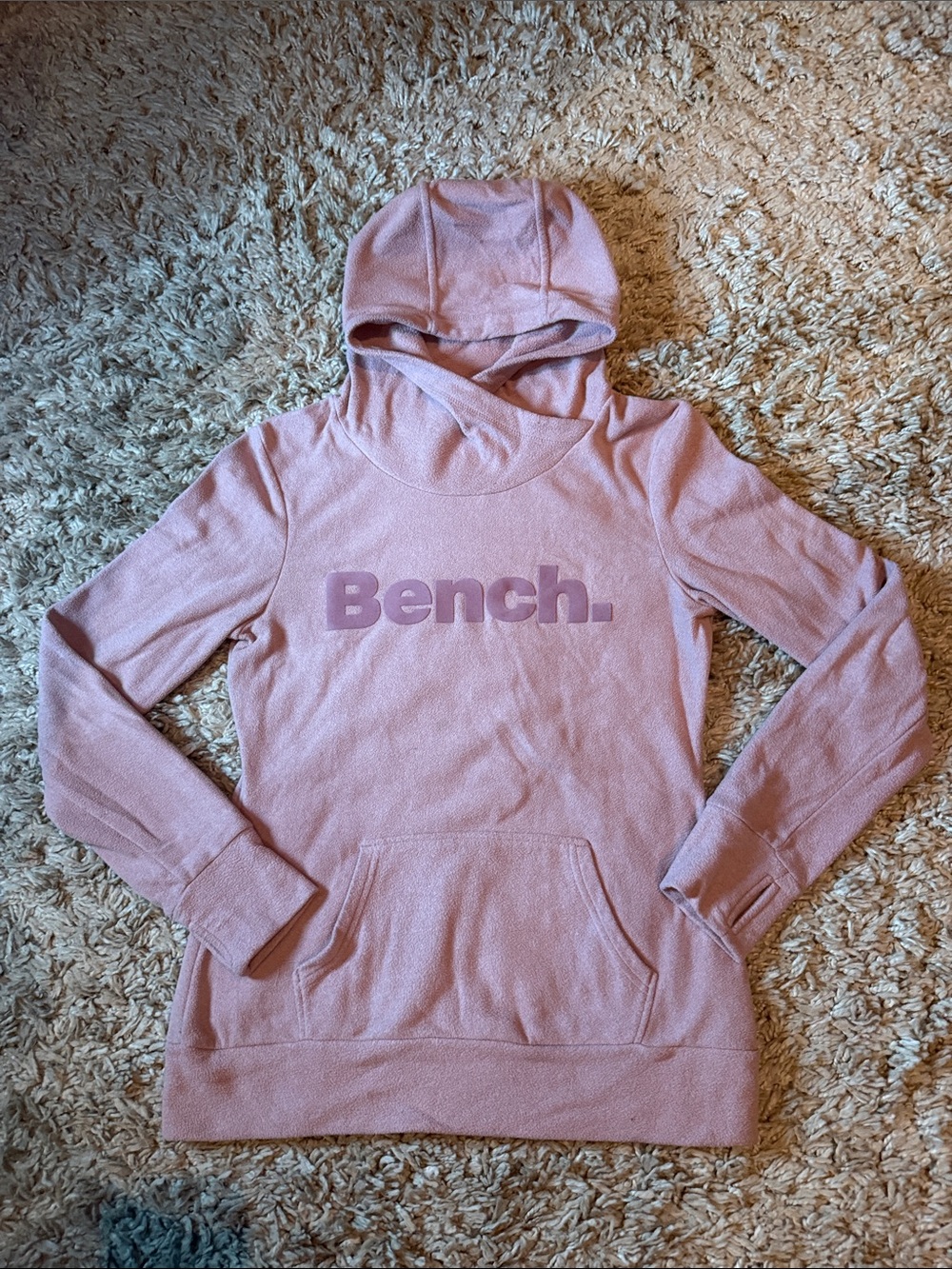 3 For $25 Bench Dusty Pink Cowl Neck Fleece Pullover Hoodie Thumbholes Medium